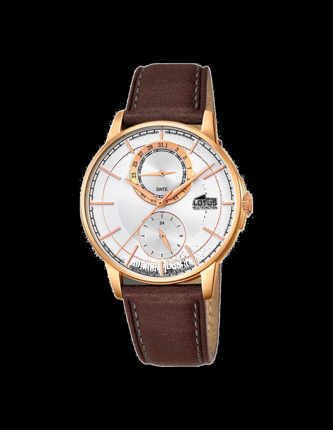 Lotus L18324/1 montre homme, cadran argent et bracelet cuir marron