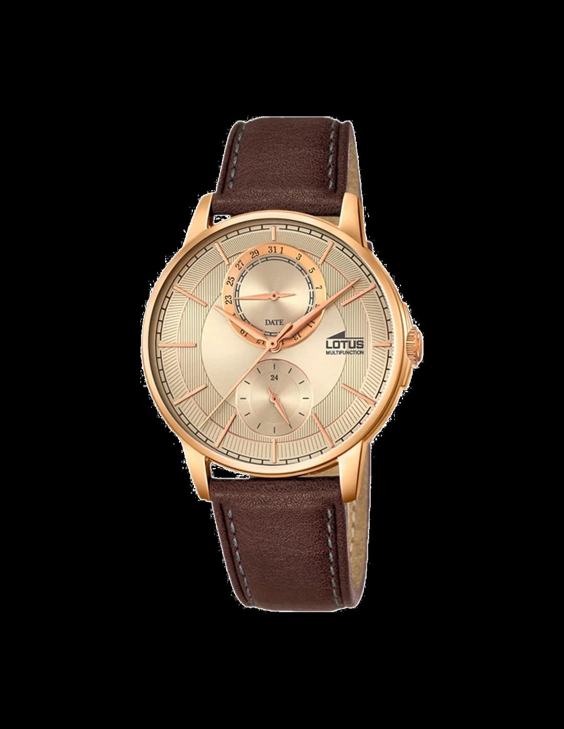 Lotus L18324/2 montre homme, cadran or et bracelet cuir marron