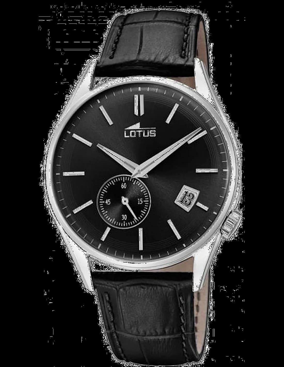 Lotus L18355/3 montre homme, cadran noir, bracelet cuir noir élégant