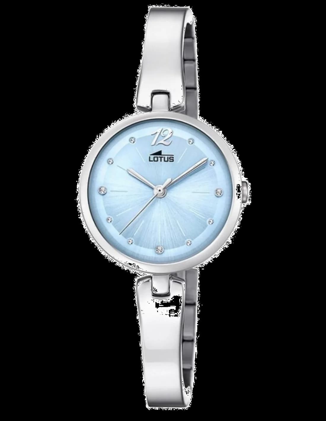 Lotus L18445/3 montre femme, boîtier argent et cadran bleu sur bracelet acier