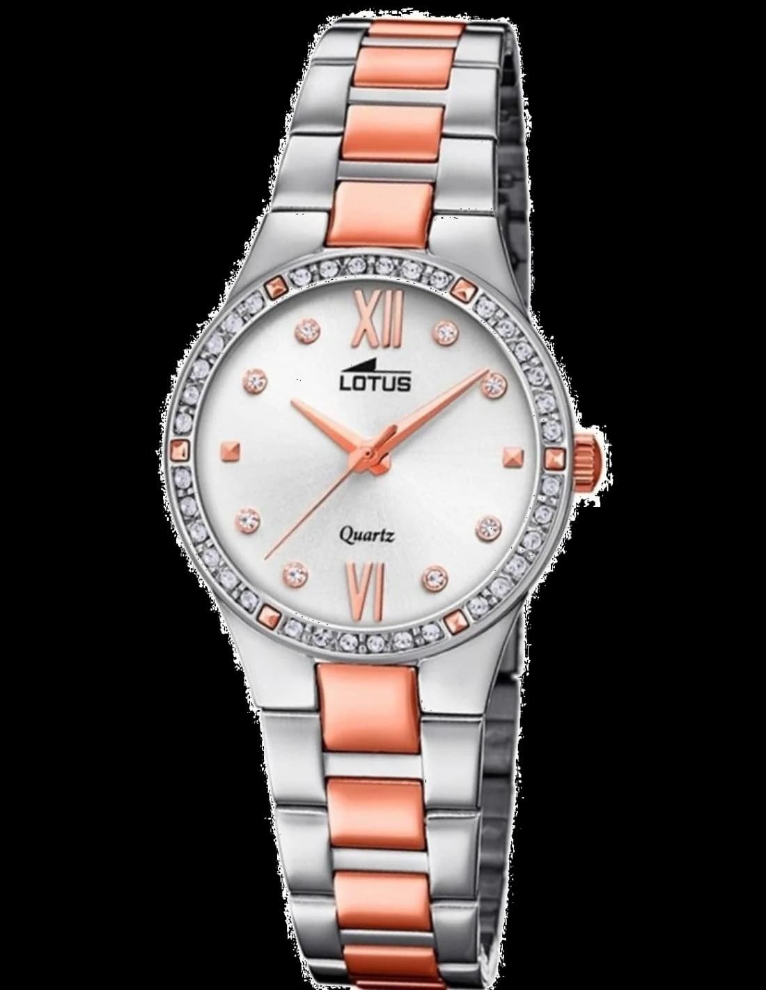 Lotus L18461/2 montre femme, blanc cadran, acier or rose, élégante