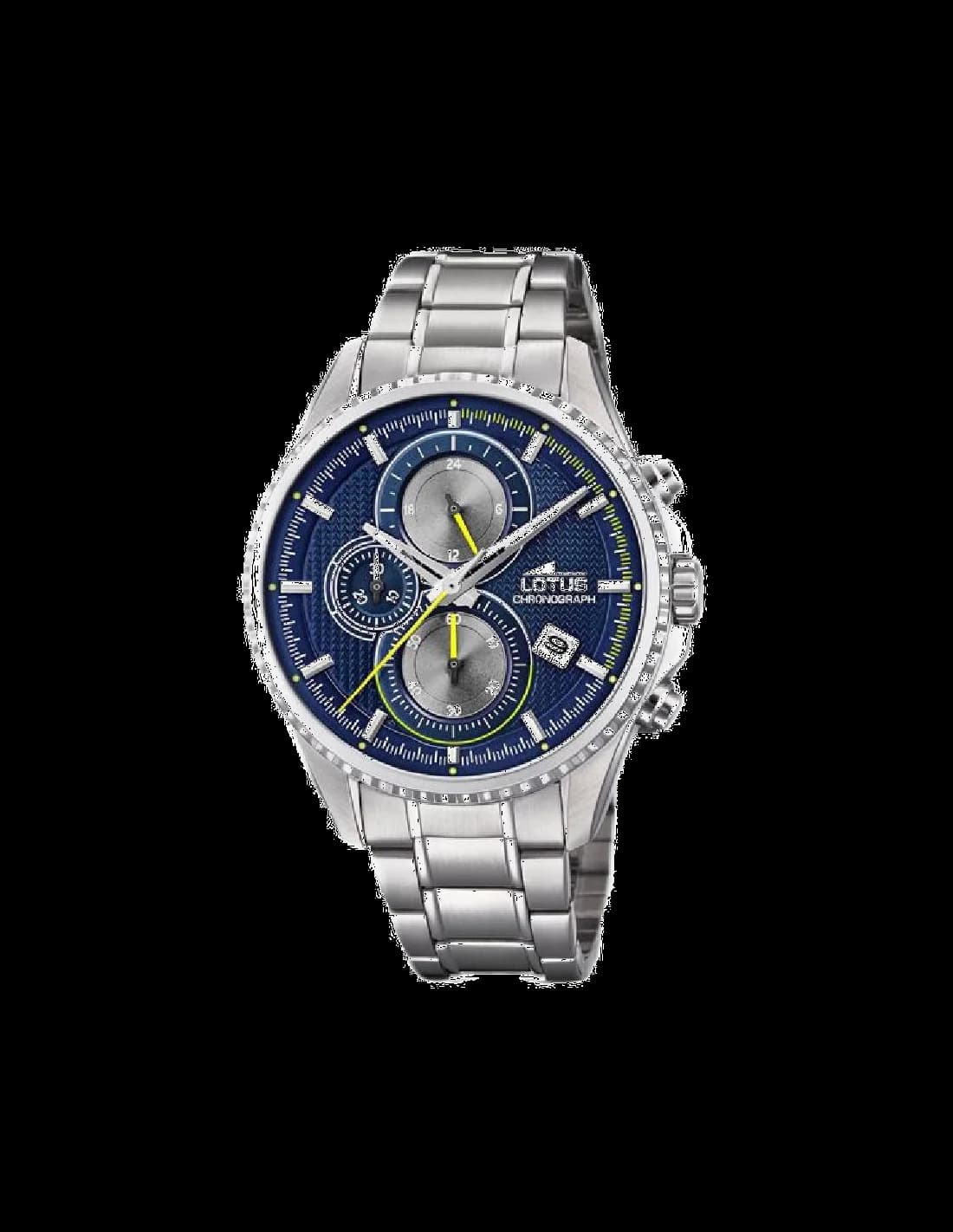 Lotus L18526/3 montre homme, cadran bleu sur bracelet acier