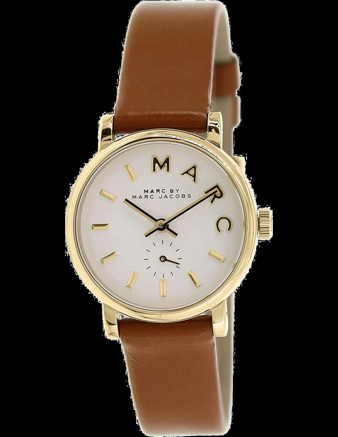 Marc Jacobs MBM1317 montre femme, cadran blanc, bracelet cuir marron