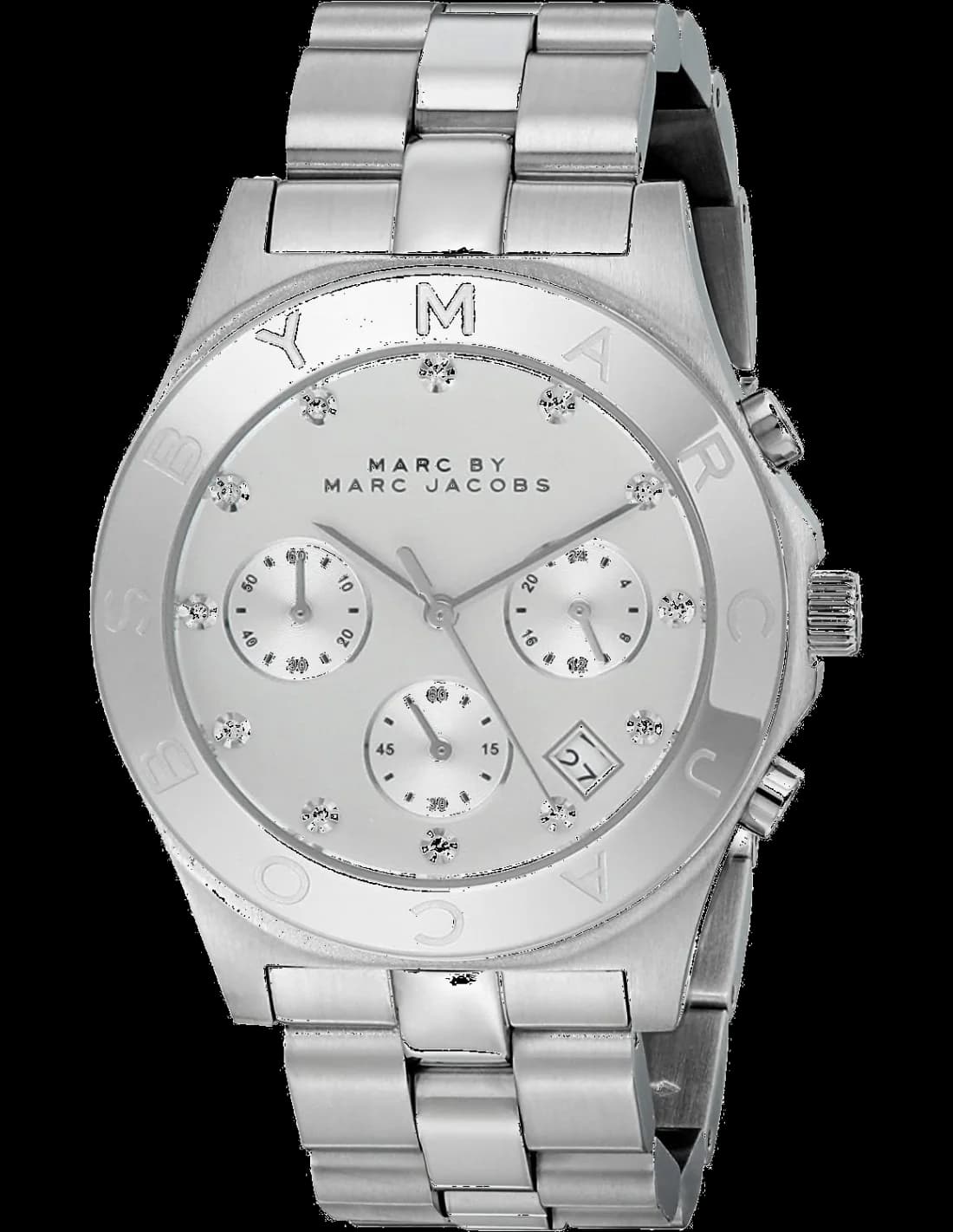 Marc Jacobs MBM3100 montre unisexe, chronographe argent sur acier et index pierres