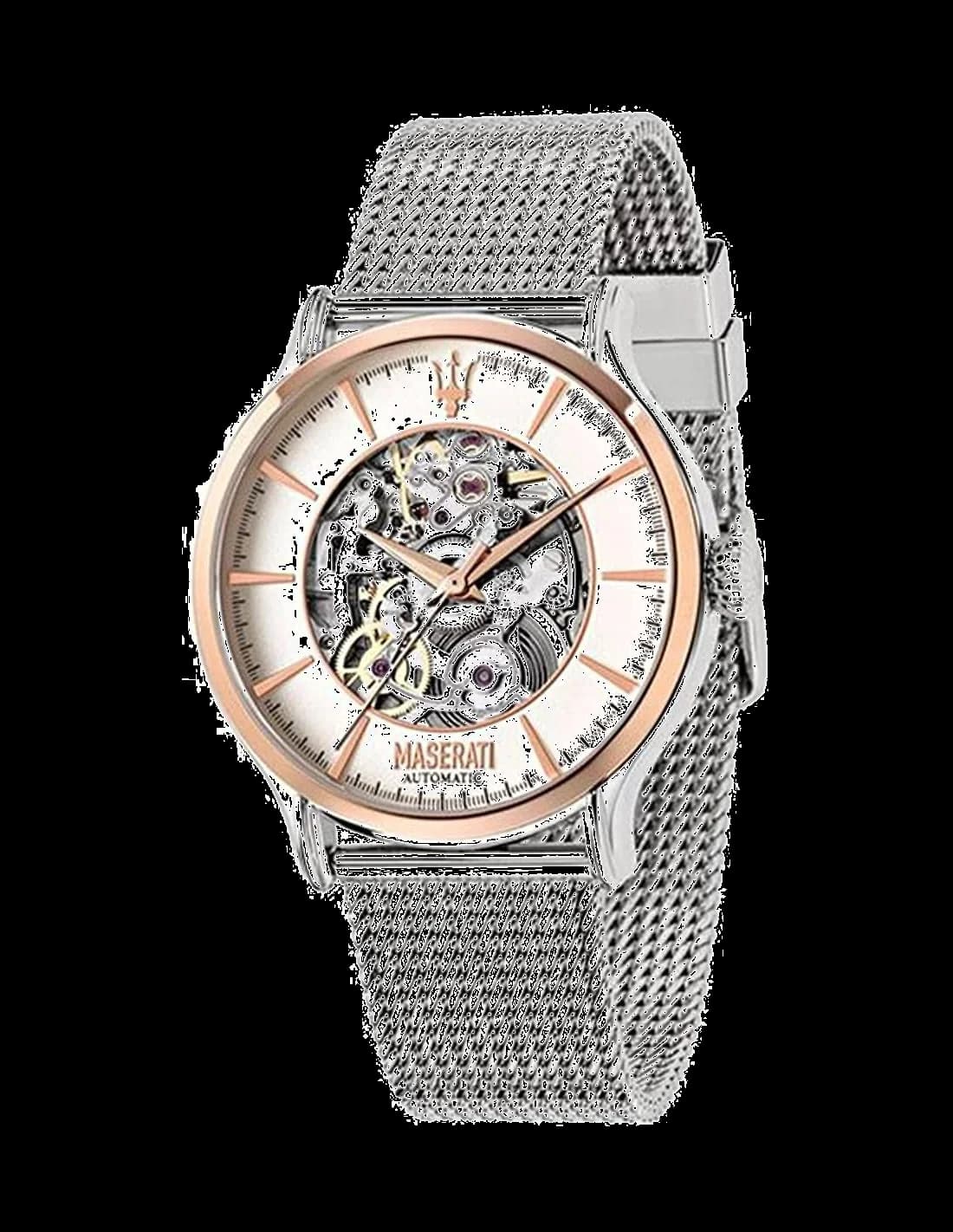Maserati R8823118001 montre homme, squelette autom., maille milanaise