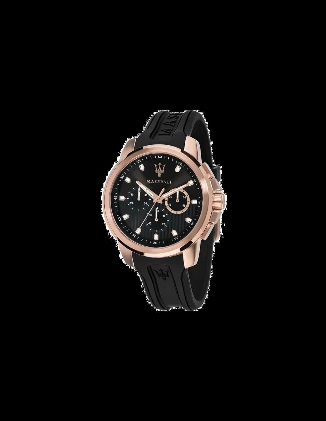 Maserati R8851123008 montre homme, cadran noir, bracelet acier avec détails or rose