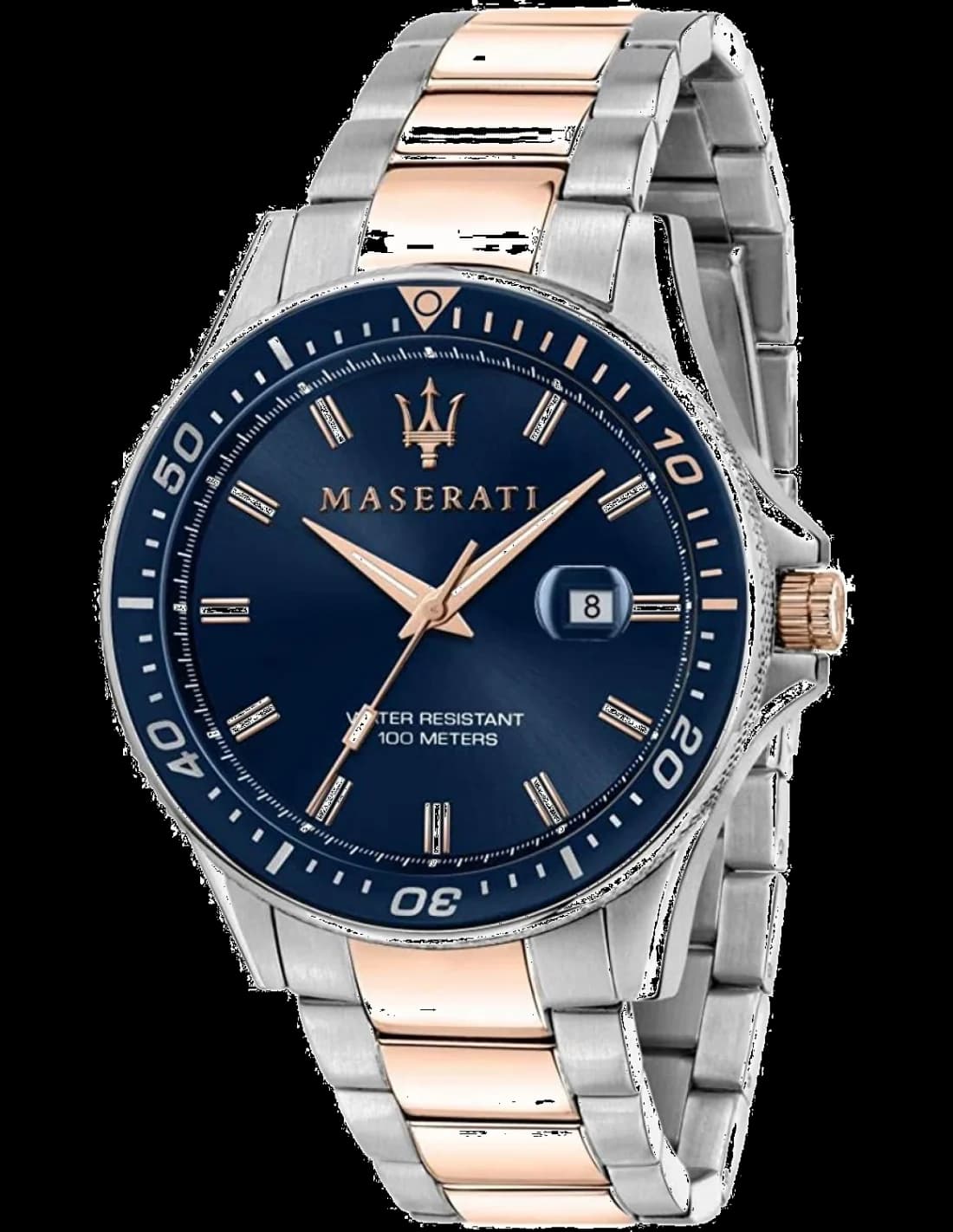 Maserati R8853140003 montre homme, acier bi-colore, cadran bleu, touche luxe