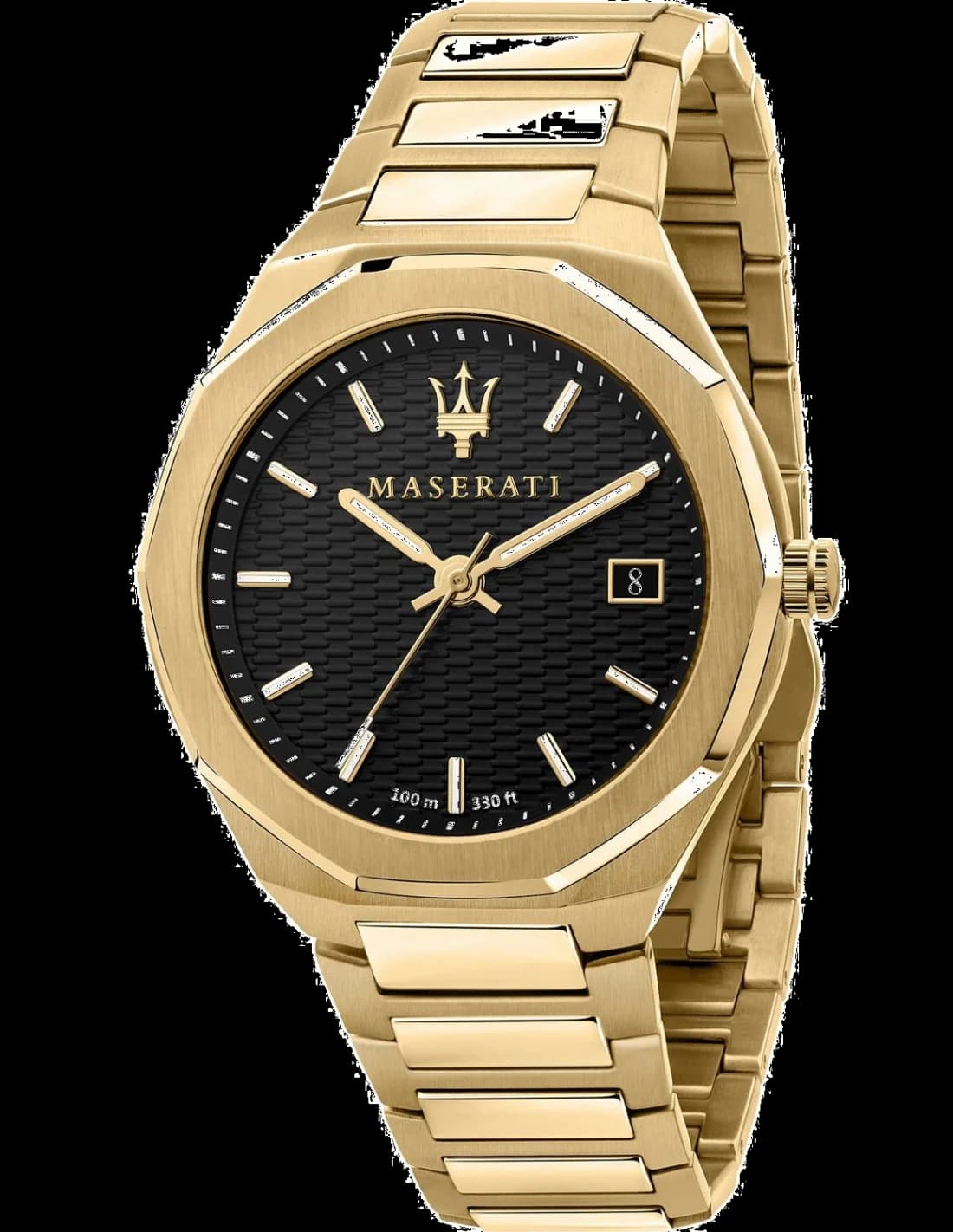 Maserati R8853142004 montre homme, acier doré jaune cadran noir
