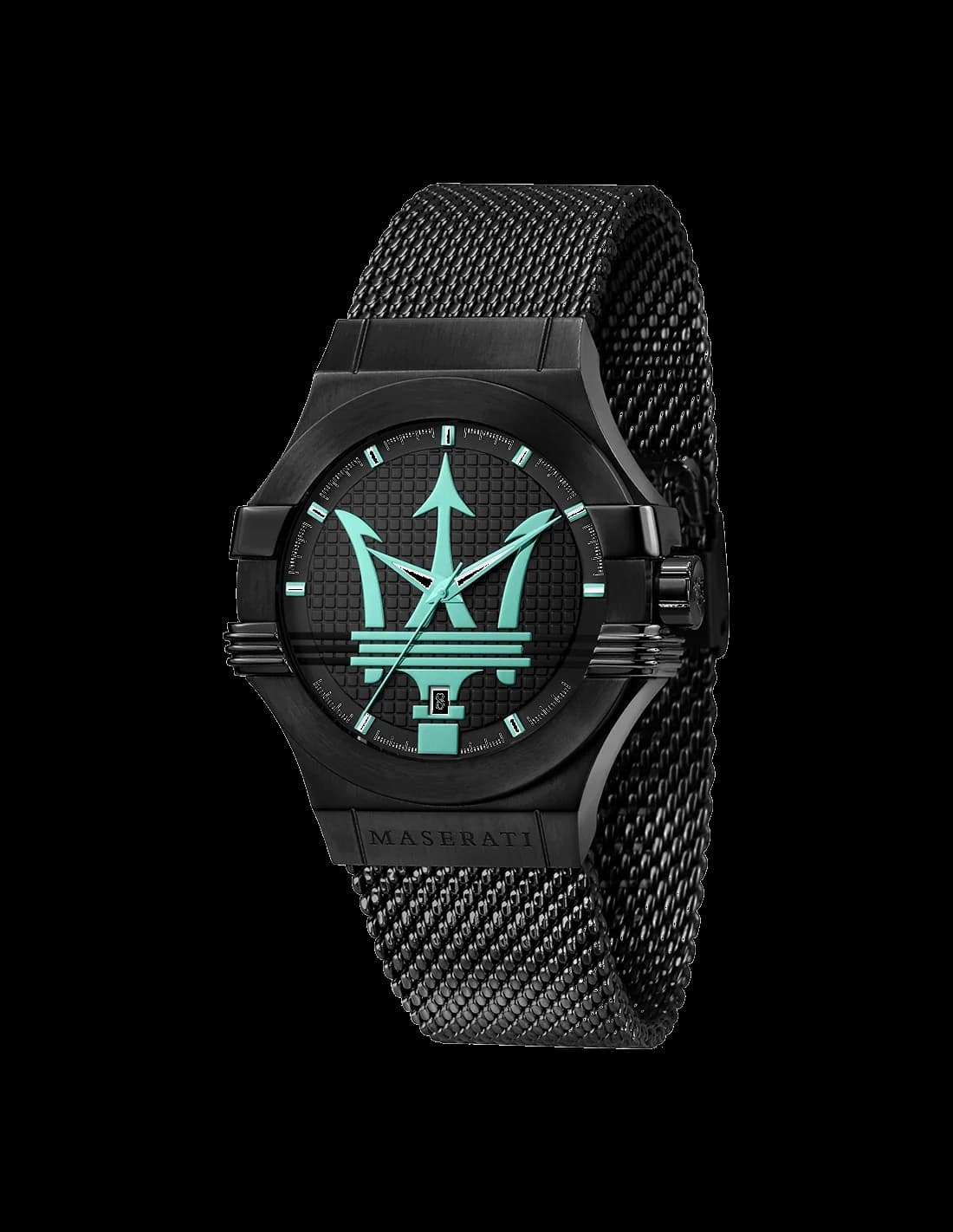 Maserati R8853144002 montre homme, cadran noir, bracelet acier maille milanaise