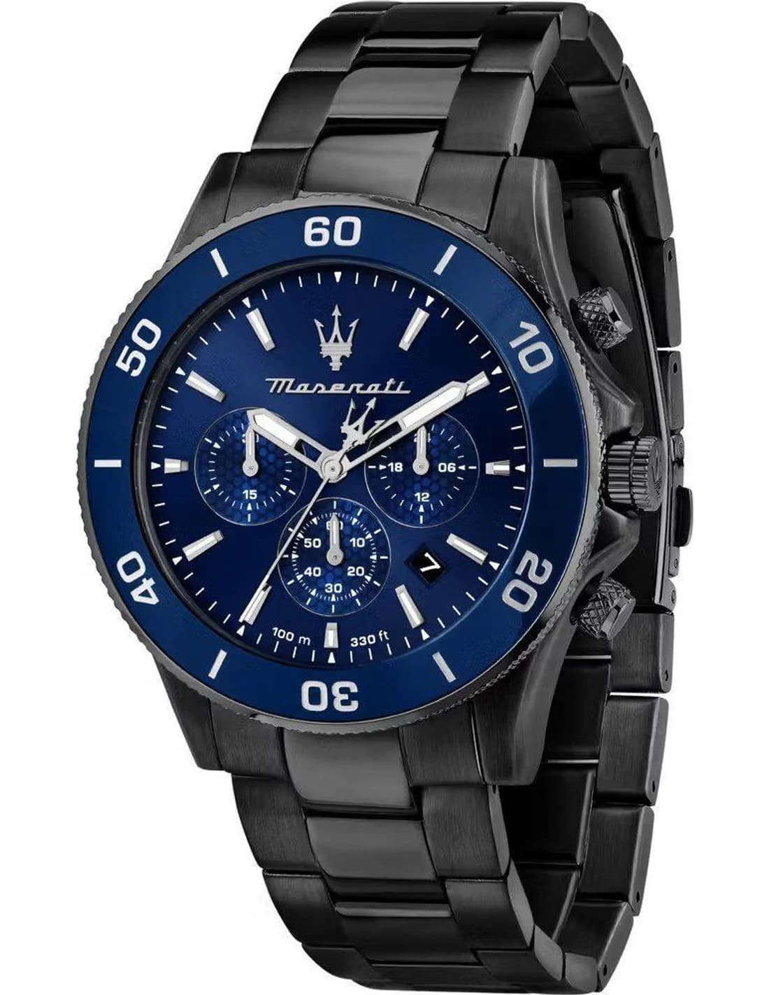 Maserati R8873600005 montre homme, cadran bleu et bracelet acier gris