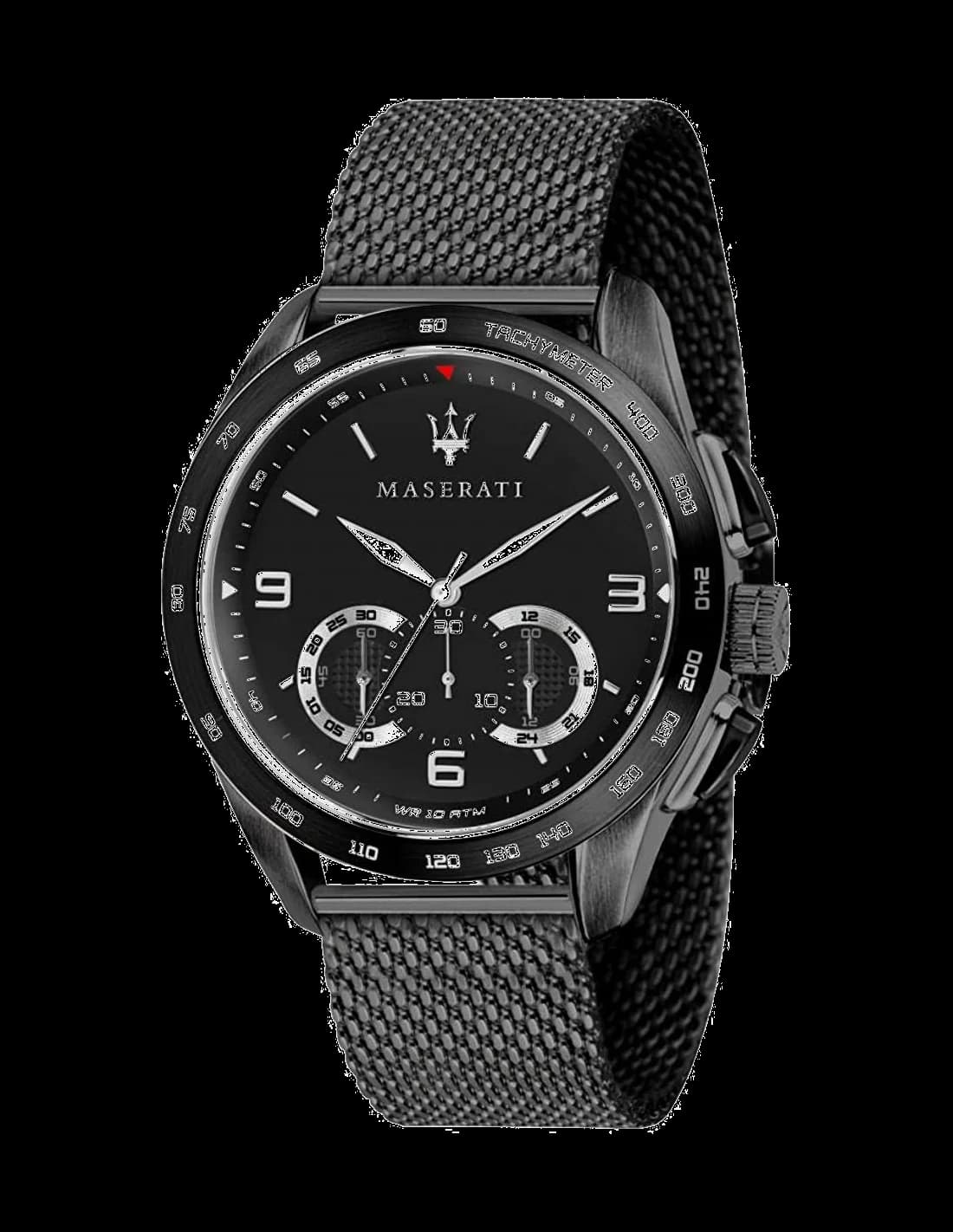 Maserati R8873612031 montre homme, cadran noir, bracelet acier maille milanaise noire