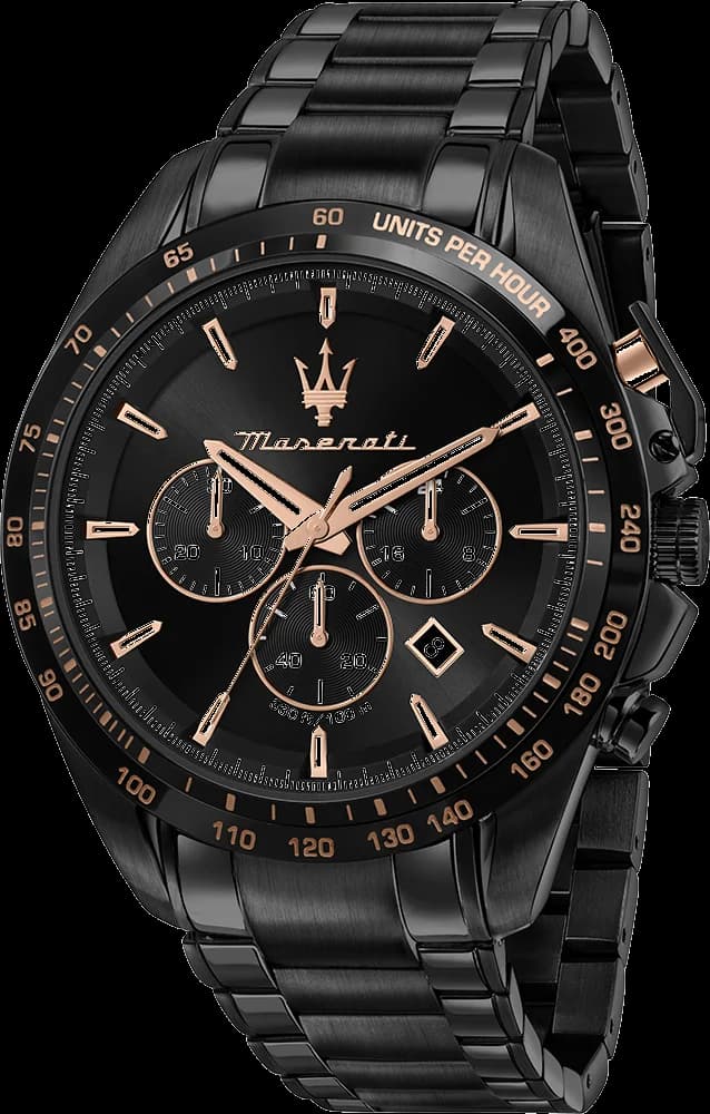 Maserati R8873612048 montre homme, chronographe acier noir cadran noir