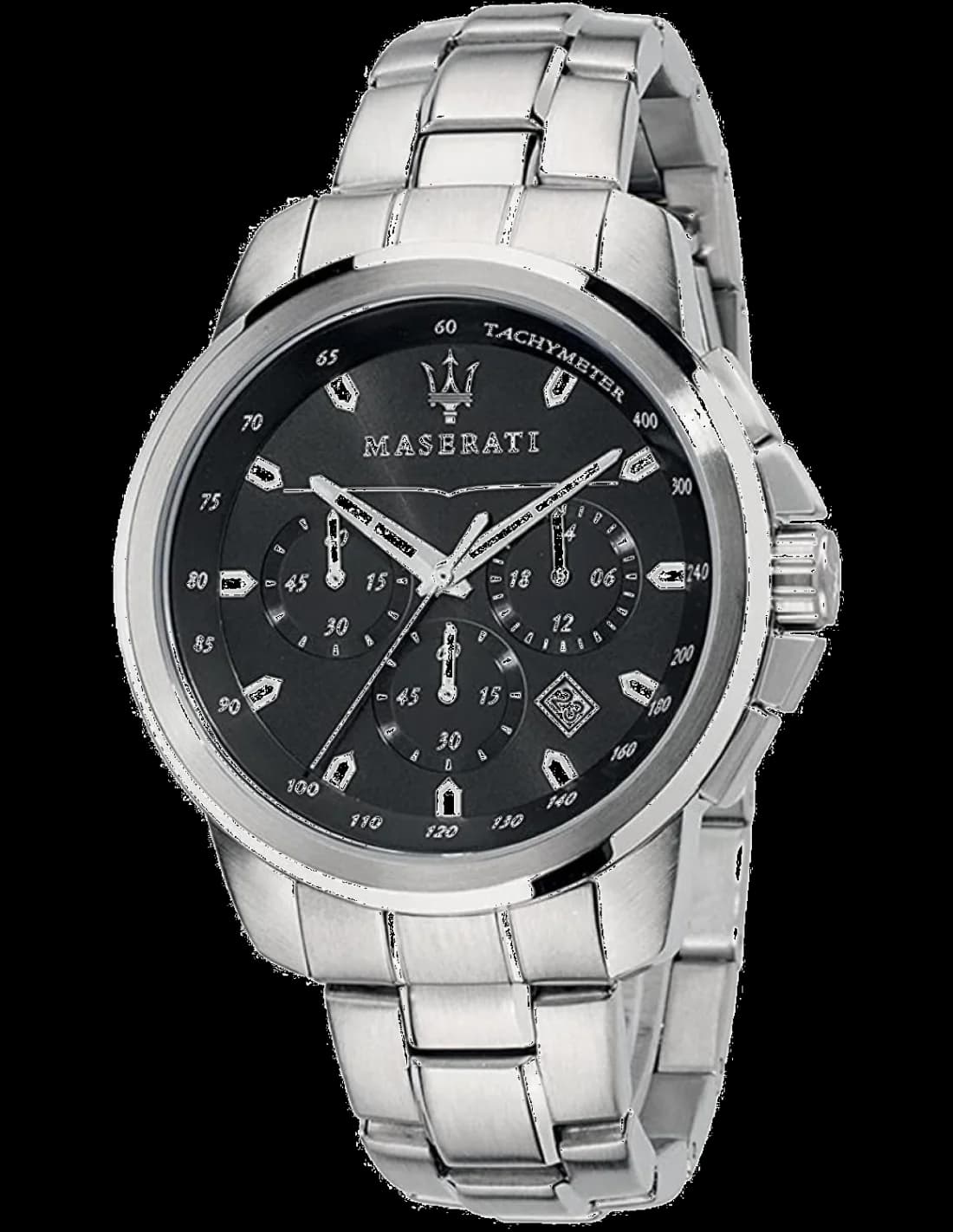 Maserati R8873621001 montre homme, cadran noir, bracelet acier sobre