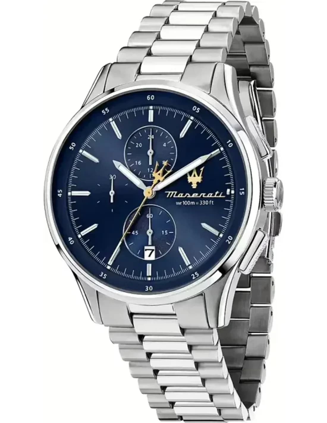 Maserati R8873624004 montre homme, cadran bleu soleillé et bracelet acier argenté