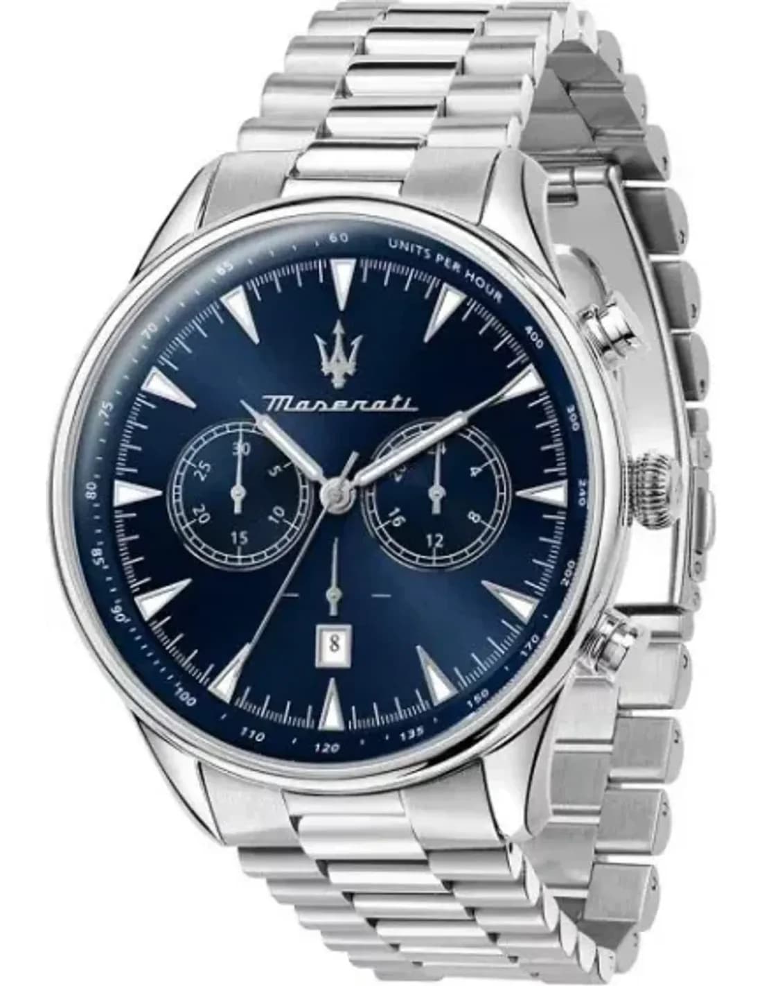 Maserati R8873646005 montre homme, cadran bleu multifonction, bracelet acier ajustable