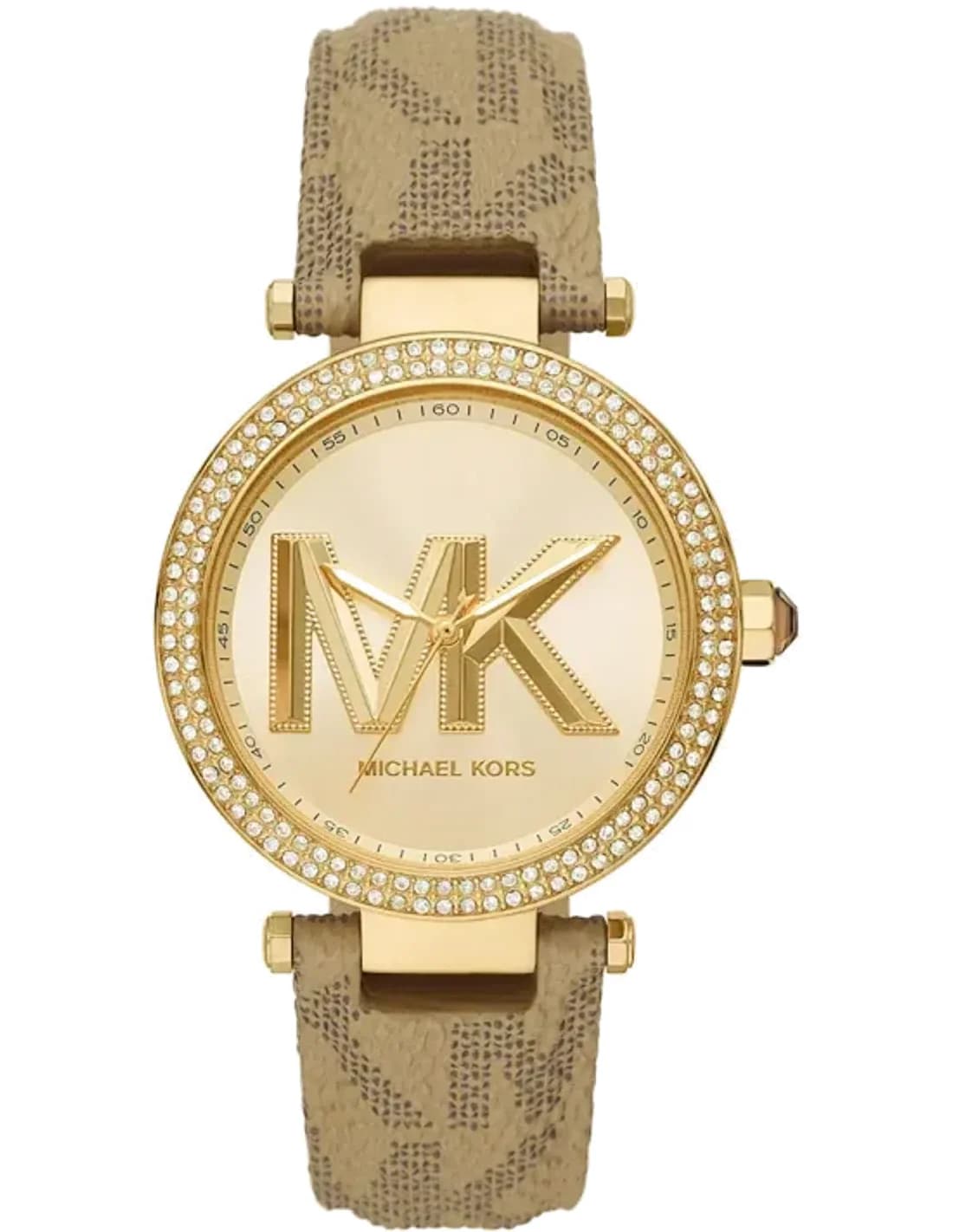 Michael Kors MK2973 montre femme, cadran or avec bracelet marron imprimé MK