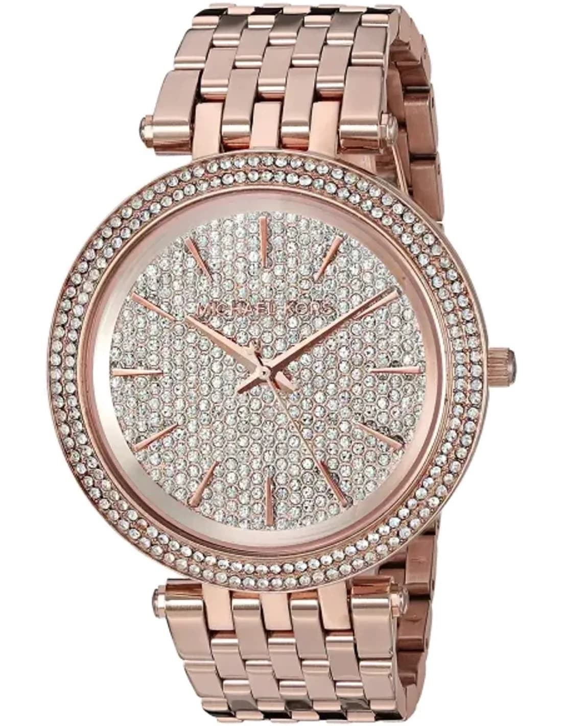 Michael Kors MK3439 Rose Gold Stainless Steel Watch with Diamond-Set Bezel