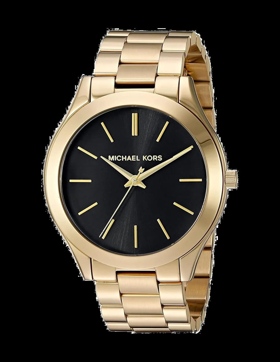 Michael Kors MK3478 montre femme, cadran noir sur bracelet acier doré
