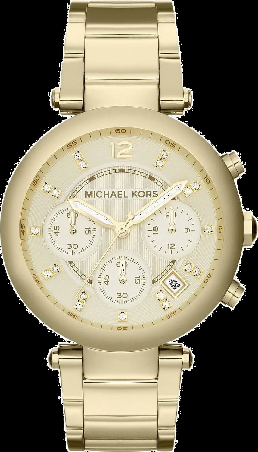 Michael Kors MK5276 montre femme, cadran or texturé avec index brillants et bracelet acier