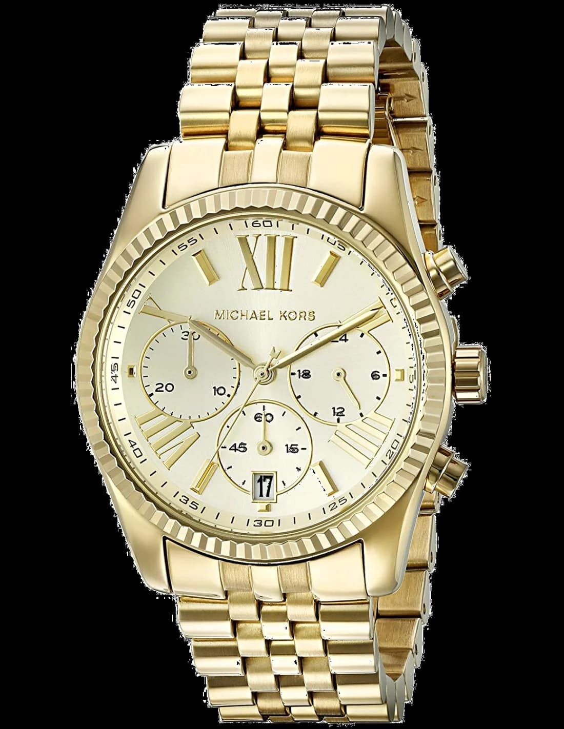 Michael Kors MK5556 montre femme, chronographe cadran or lunette cannelée