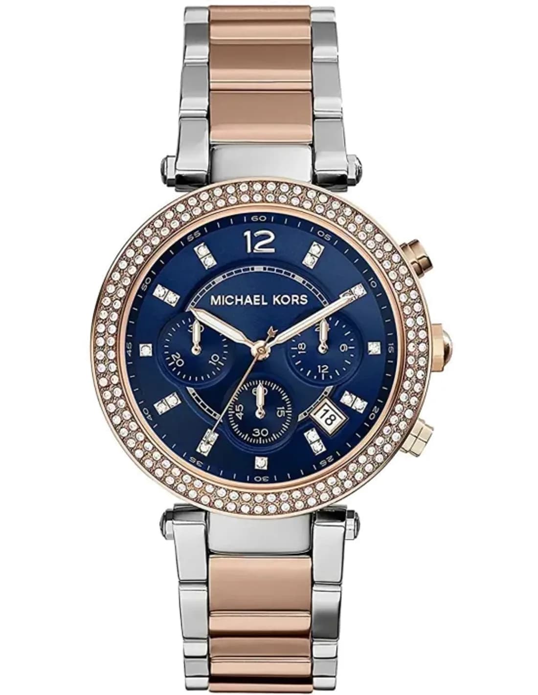 Michael Kors MK6141 Blue Dial and Two-Tone Rose Gold Strap Watch