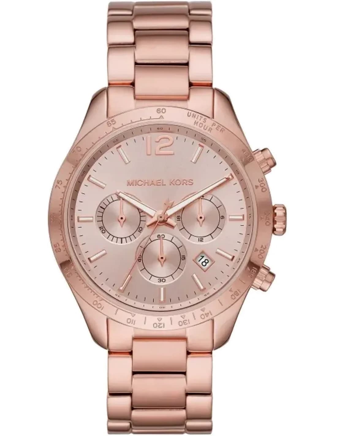Michael Kors Layton MK6796 Chronograph Watch with 3 Subdials in Rose Gold Steel