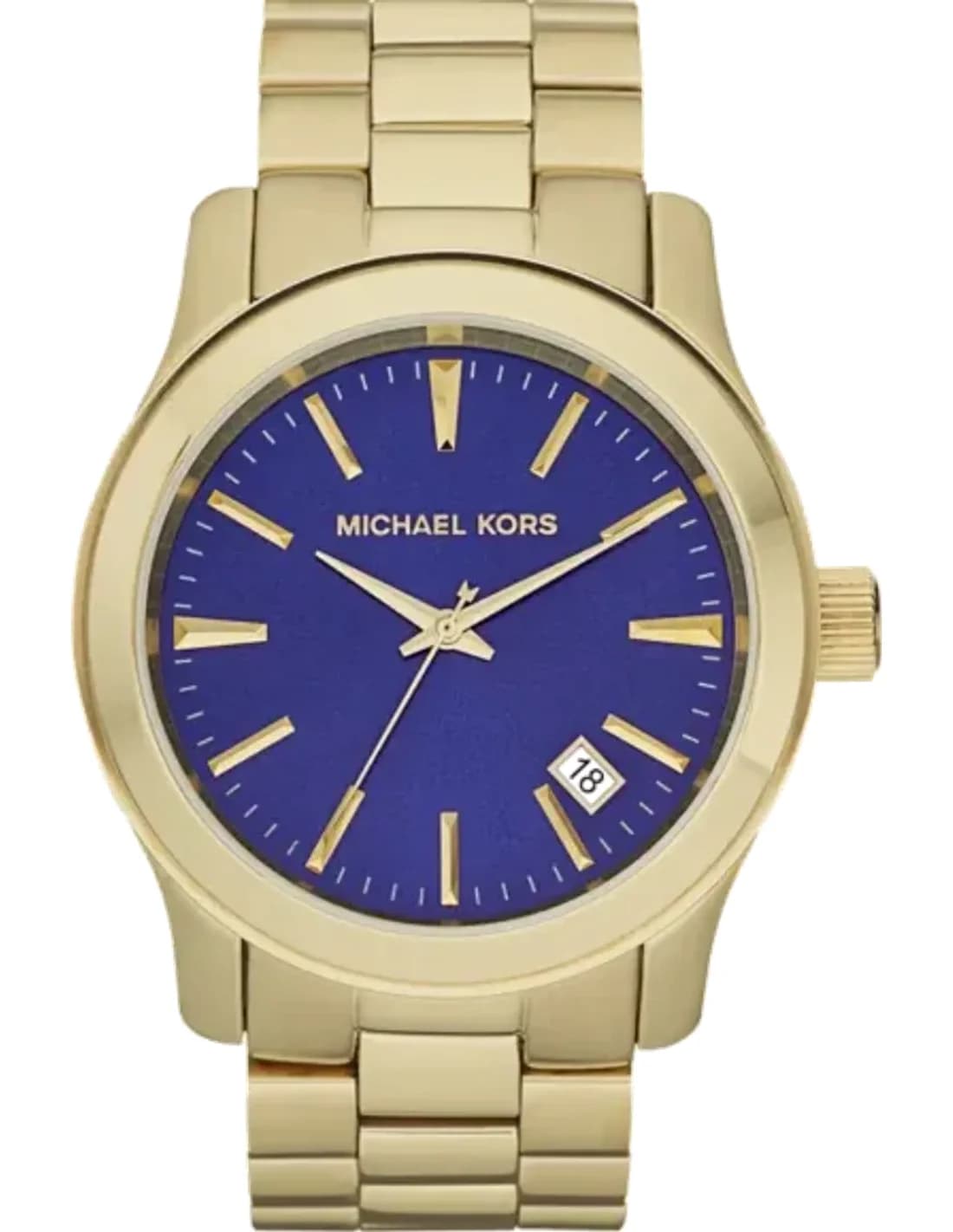 Michael Kors MK7049 Runway Watch in Gold-Tone Stainless Steel with Blue Dial