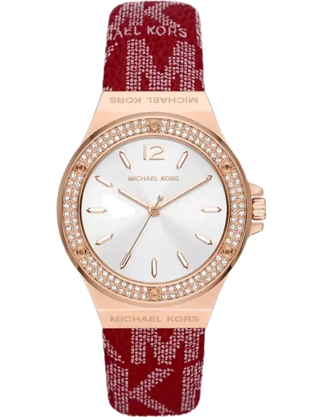 Michael Kors Lennox MK7308 watch white dial red leather strap
