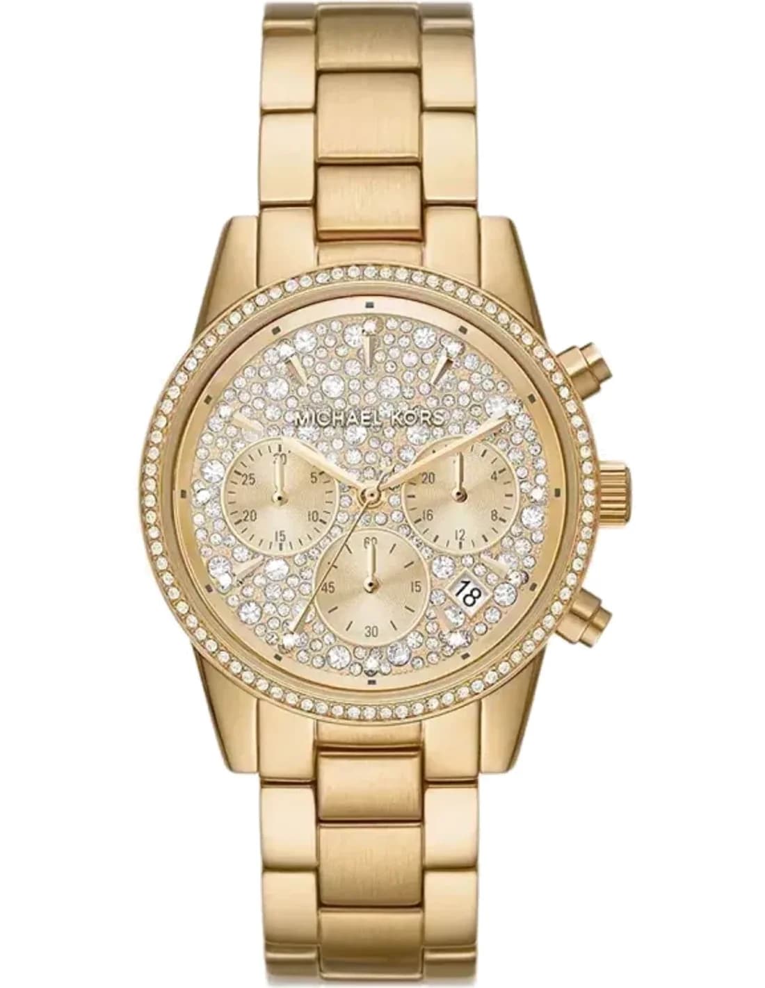 Michael Kors Ritz MK7310 women's chronograph watch in yellow gold-plated steel bracelet