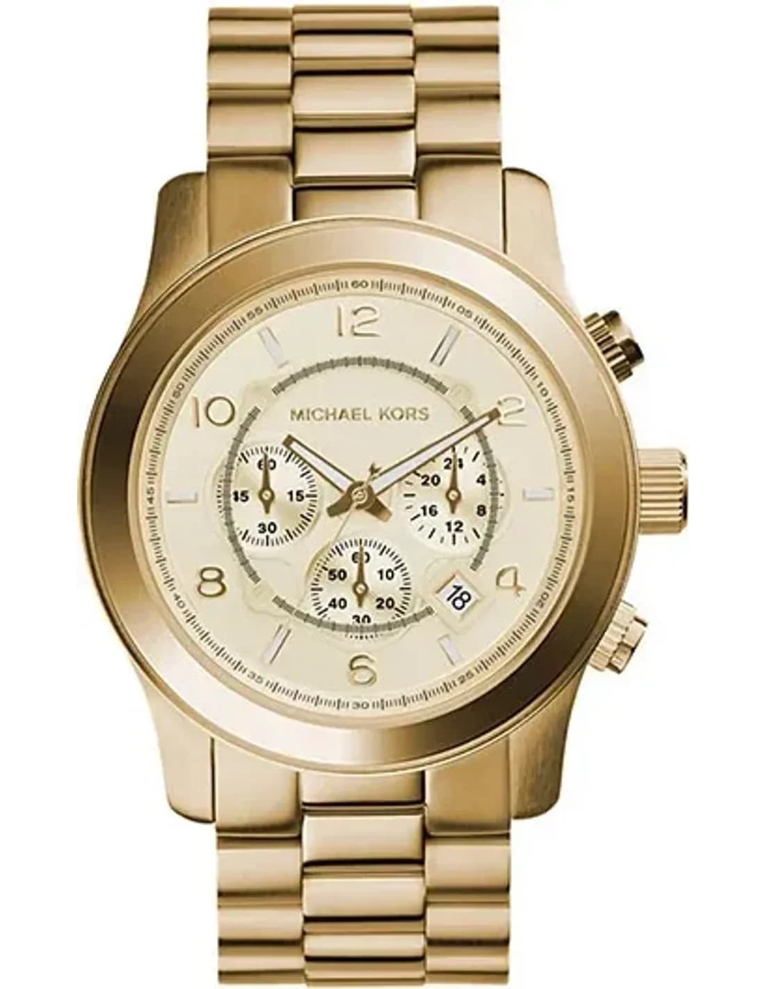 Michael Kors MK8077 montre unisexe, cadran or, bracelet acier doré jaune