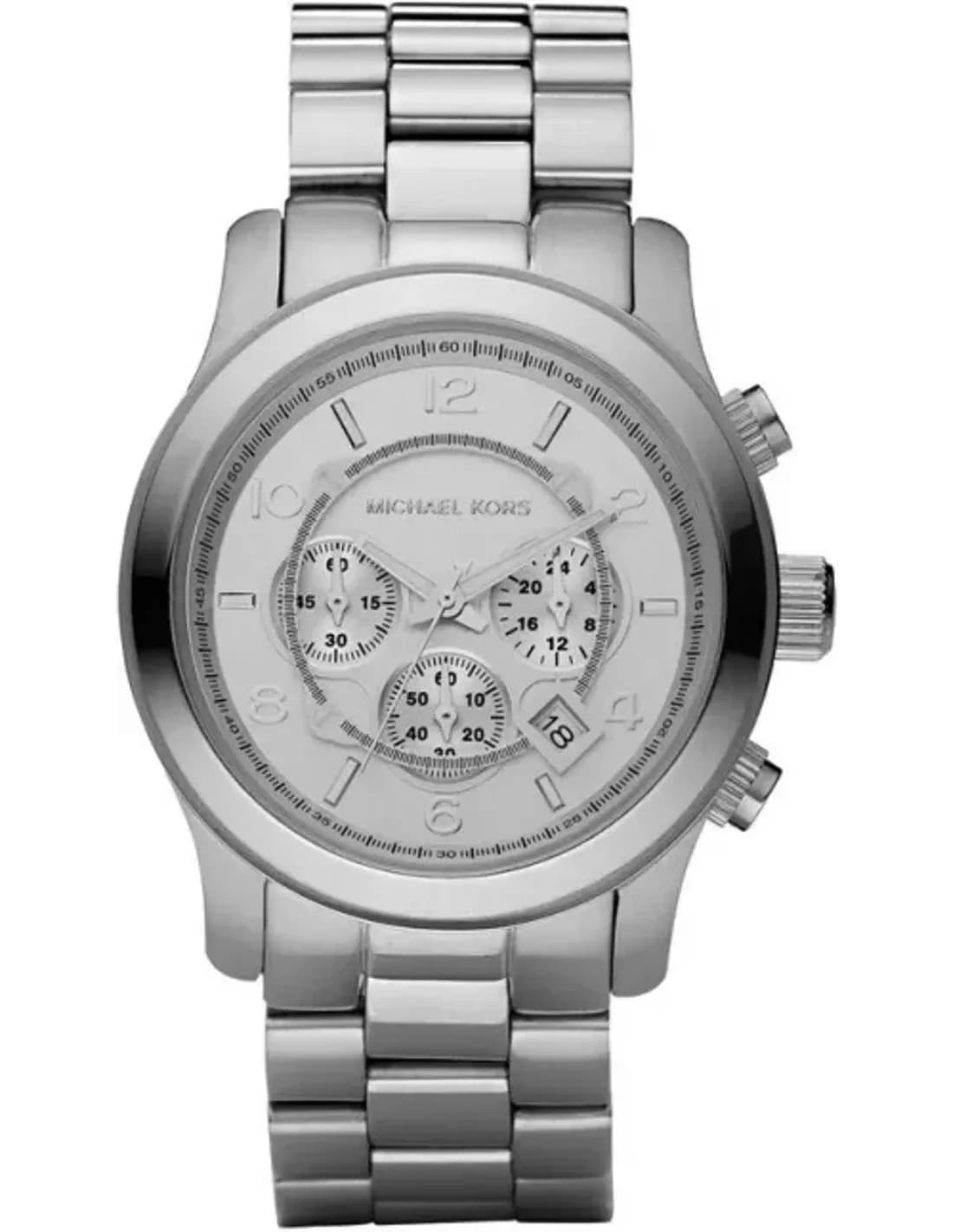 Michael Kors MK8086 montre unisexe, cadran argent, acier inoxydable, chronographe unisexe