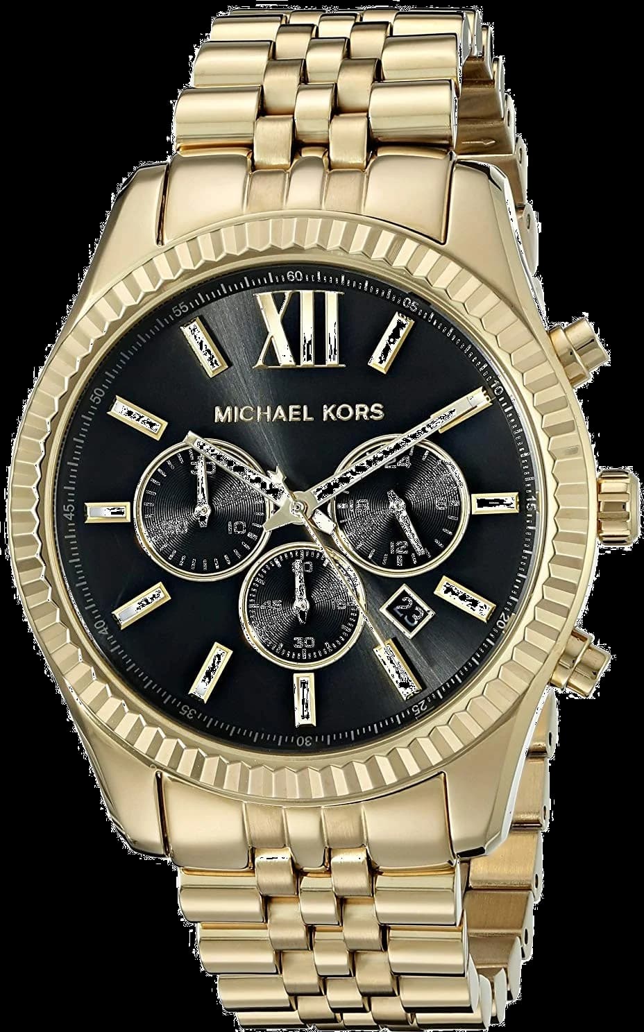 Michael Kors MK8286 montre homme, cadran noir, chronographe acier doré