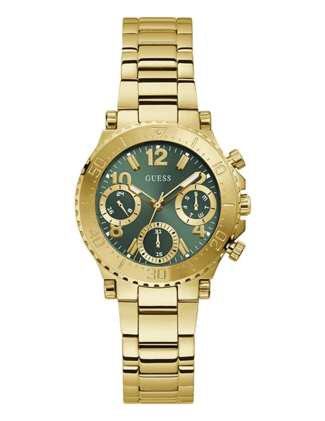 Montre Guess Cosmic GW0465L5 femme dorée, bracelet maillons acier