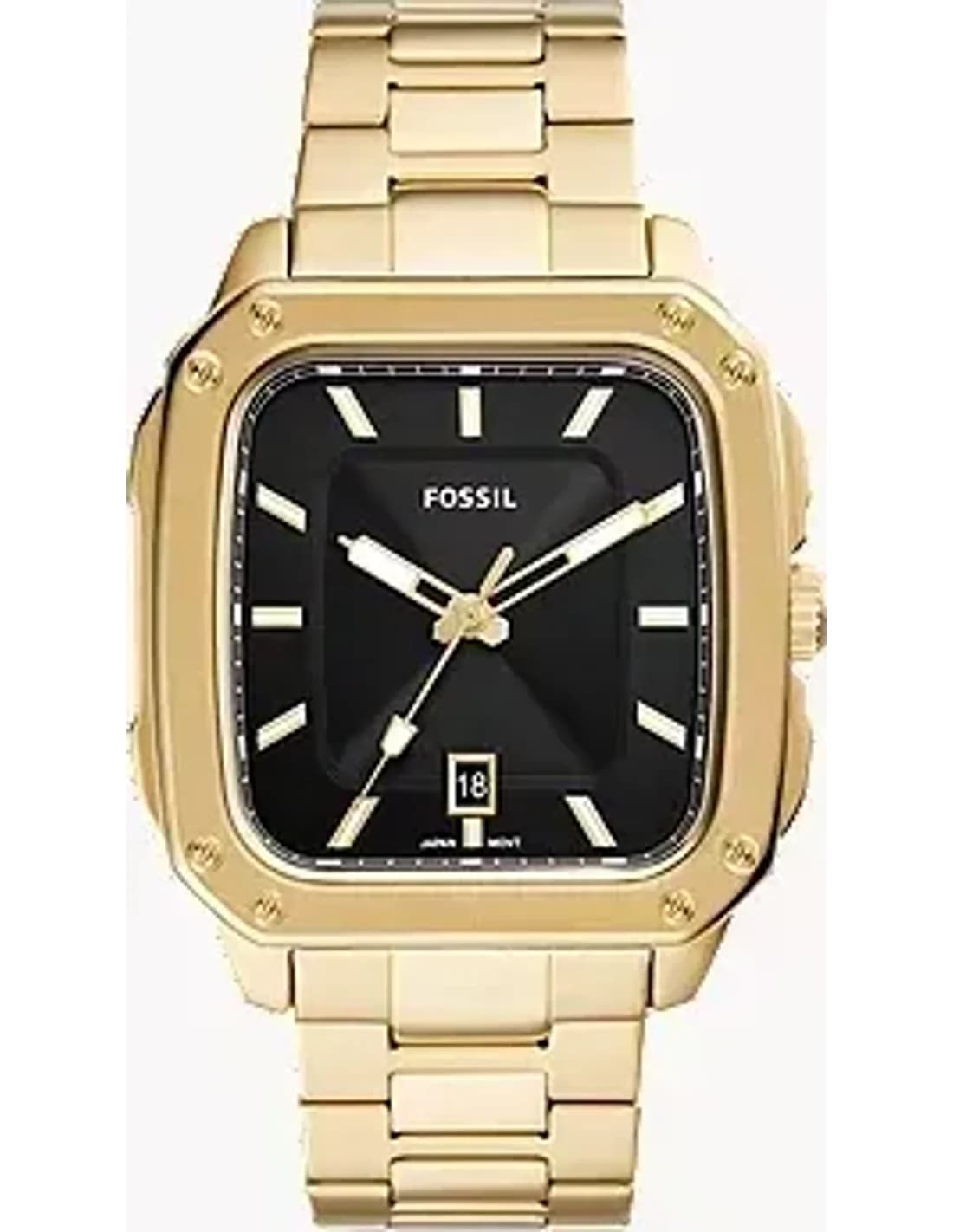 Fossil Inscription FS5932, montre homme acier noir, cadran carré 42 mm