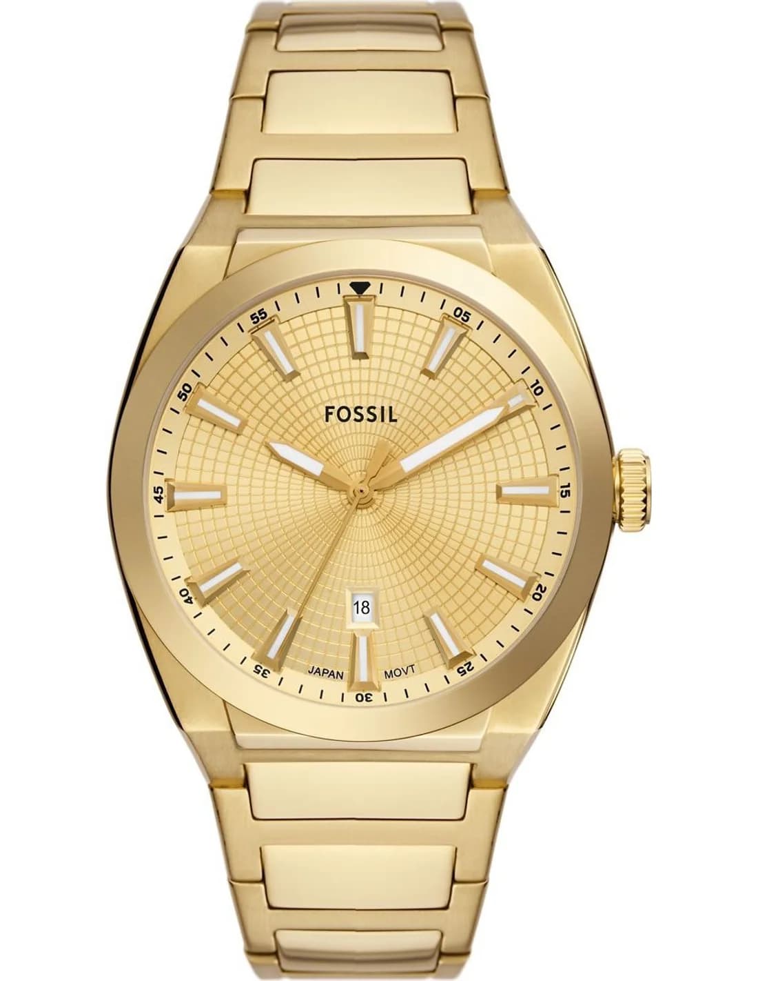 Men's Fossil Everett FS5965 watch gold dial steel strap