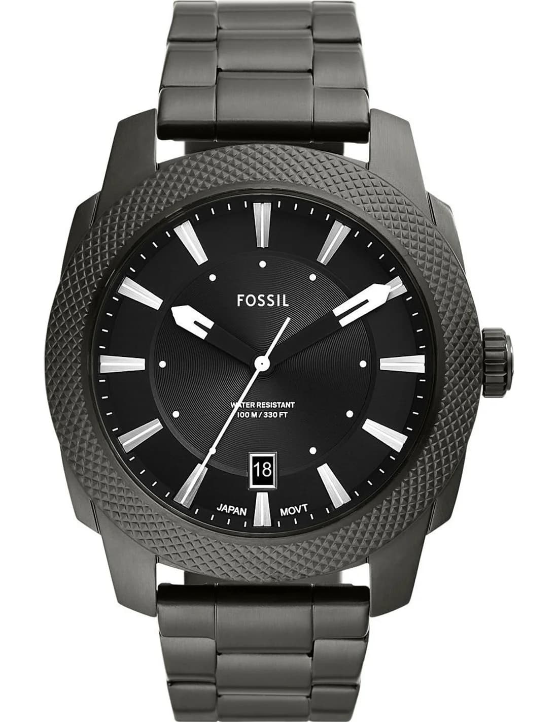 Men's Fossil Machine FS5970 watch black dial steel strap