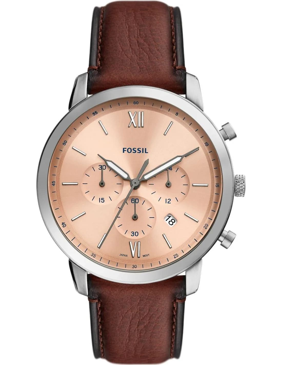Montre Fossil FS5982 homme cadran rose bracelet cuir