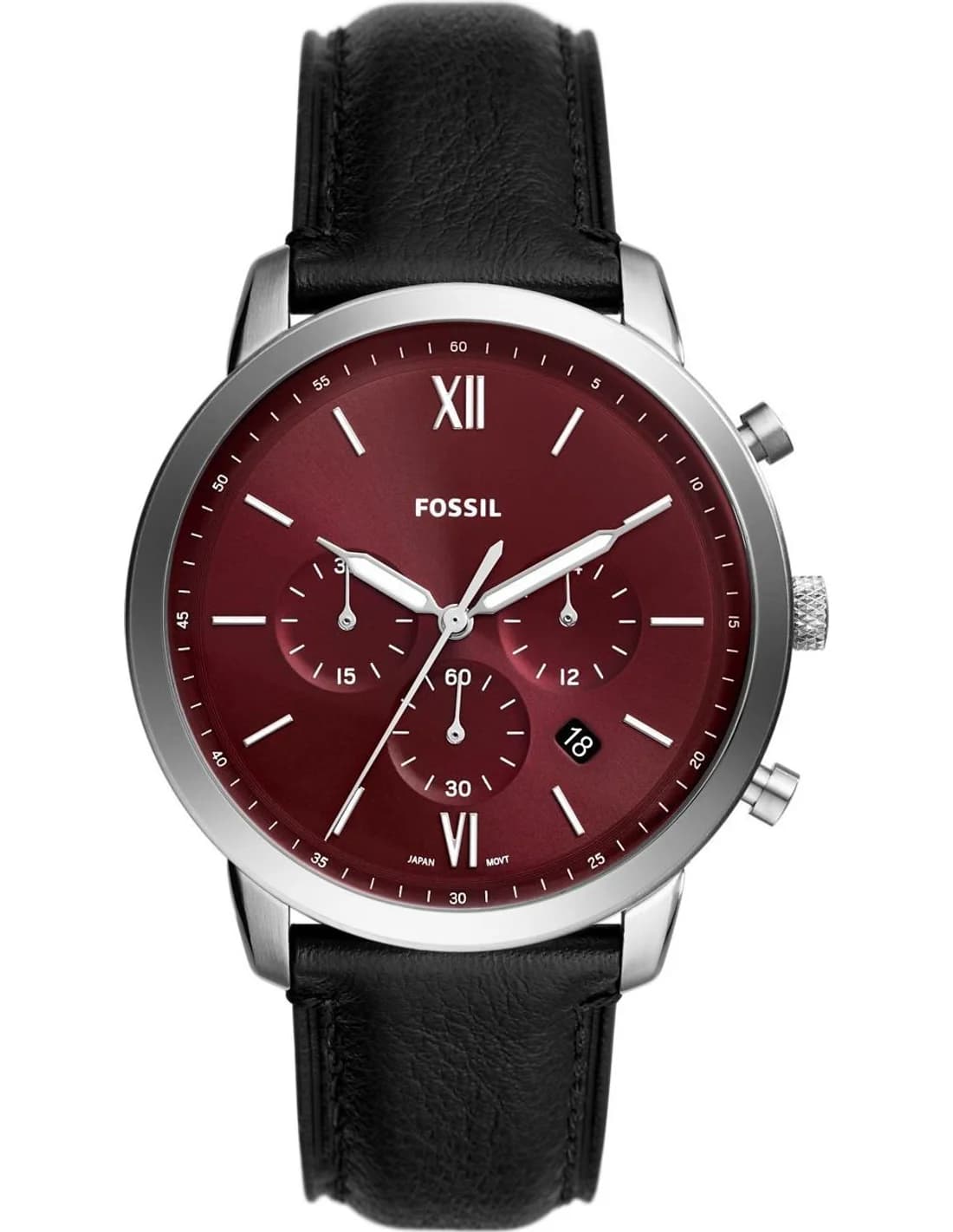 Montre Fossil FS6016 homme cadran bordeaux bracelet cuir