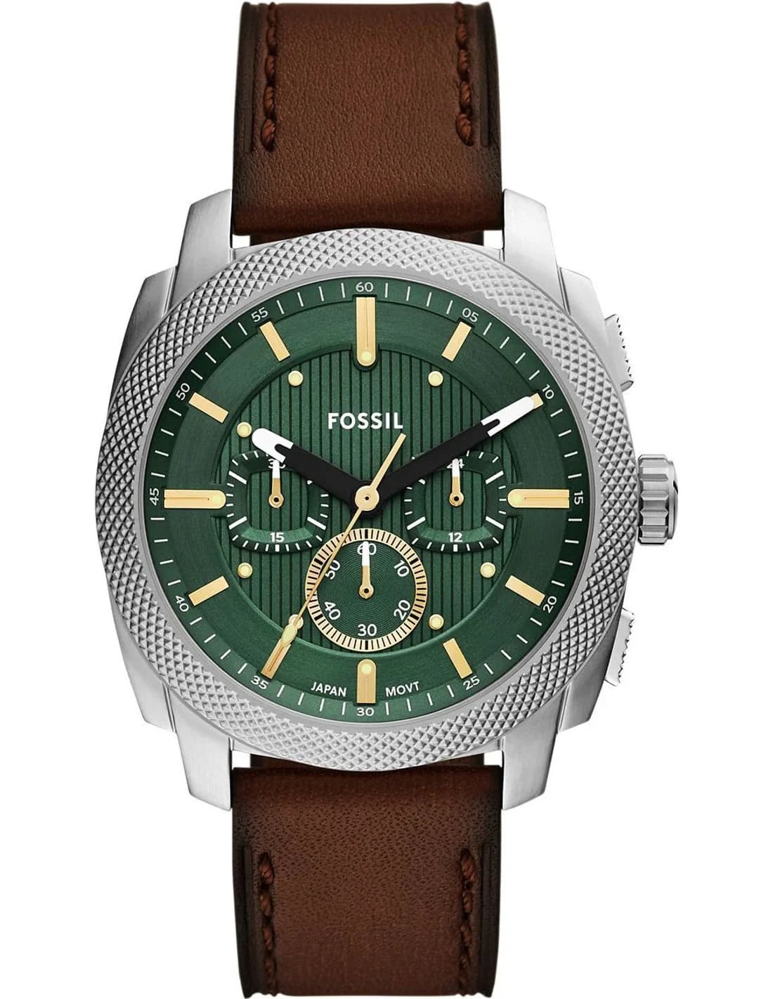 Montre Fossil FS6100 homme cadran vert bracelet cuir