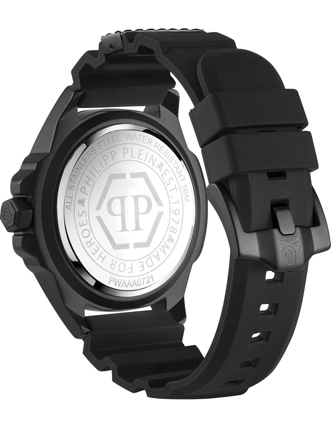 Men's Philipp Plein The Skull PWAAA0721 watch black dial silicone strap vue 2