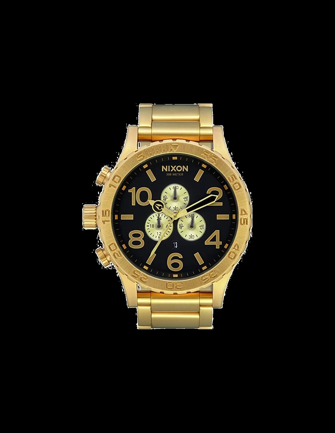 Nixon A083-510 montre homme, cadran noir, bracelet et boîtier acier doré