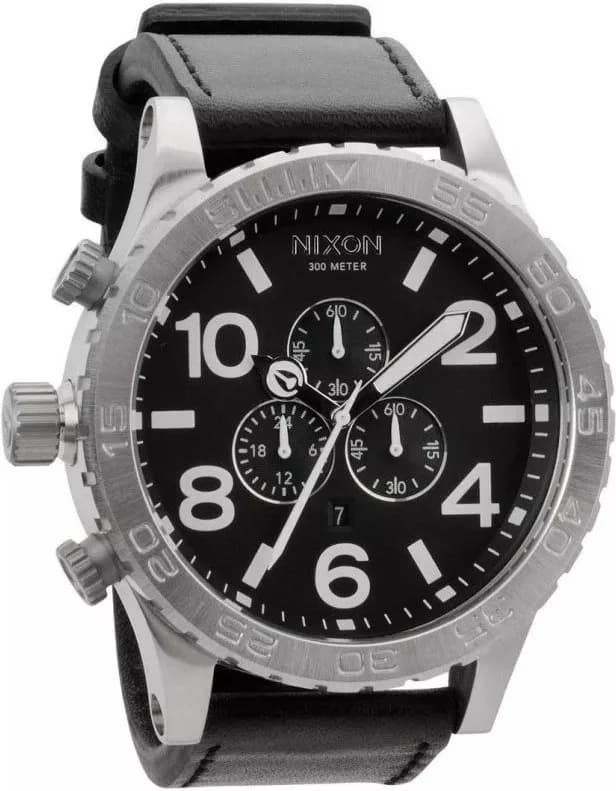 Nixon A124-1000 montre homme, cadran noir, bracelet cuir noir