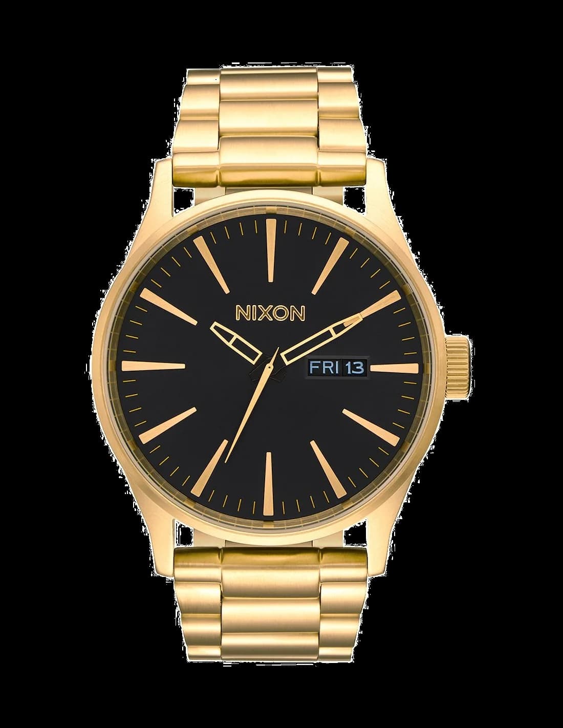 Nixon A356-510 montre homme, avec cadran noir et bracelet en acier doré jaune