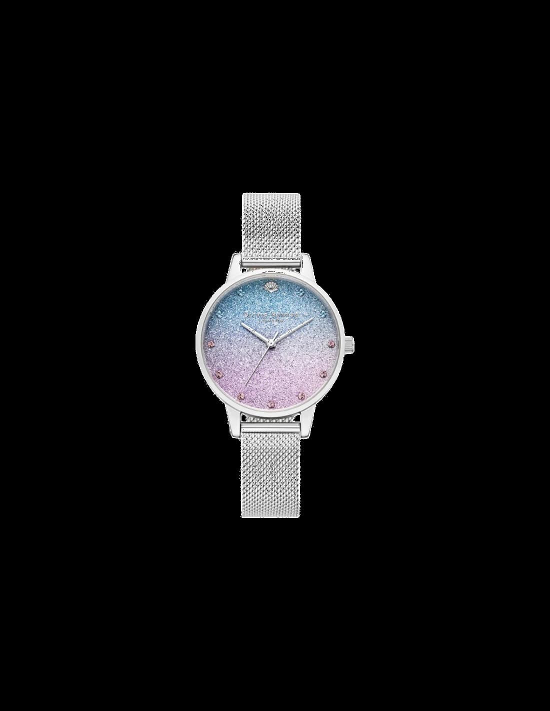 Olivia Burton OB16US01 montre femme, cadran scintillant multicolore sur bracelet acier