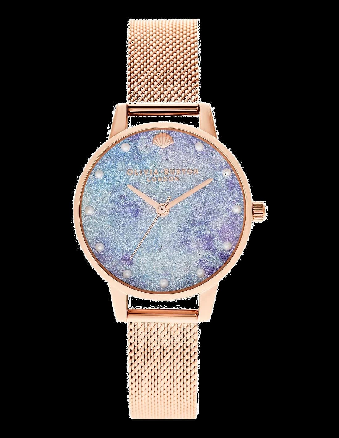 Olivia Burton OB16US44 montre femme, cadran pailleté multicolore or rose