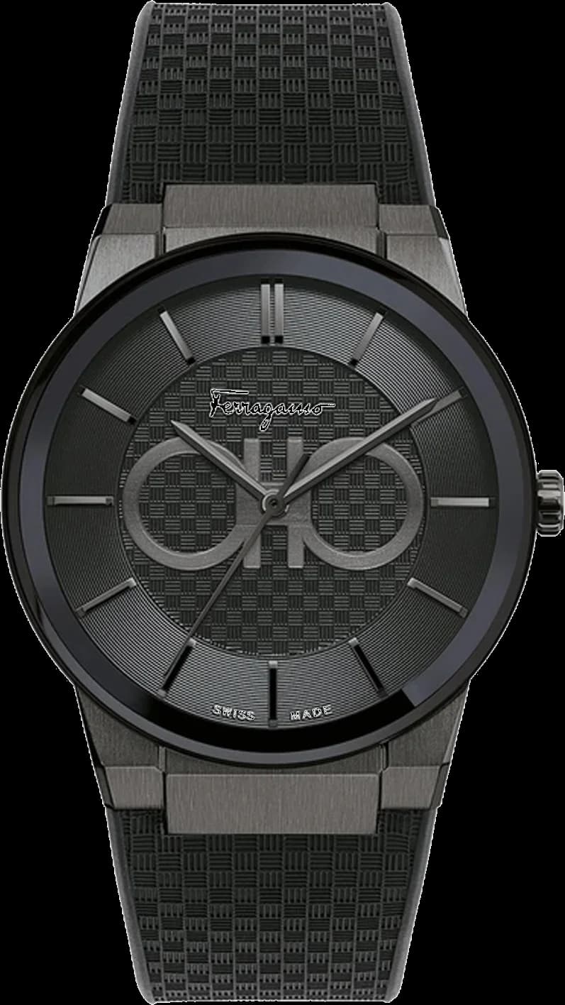 Salvatore Ferragamo SFHP00320 montre homme, au cadran noir et bracelet silicone noir