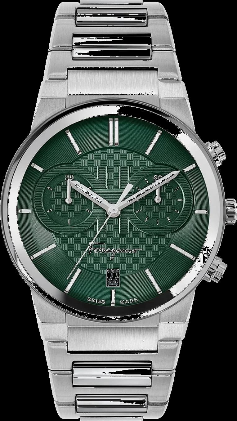 Salvatore Ferragamo SFME00421 montre homme, chronographe au cadran vert sur acier
