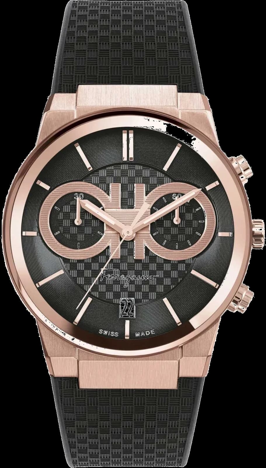 Salvatore Ferragamo SFME00721 montre homme, chronographe noir et rose sur silicone