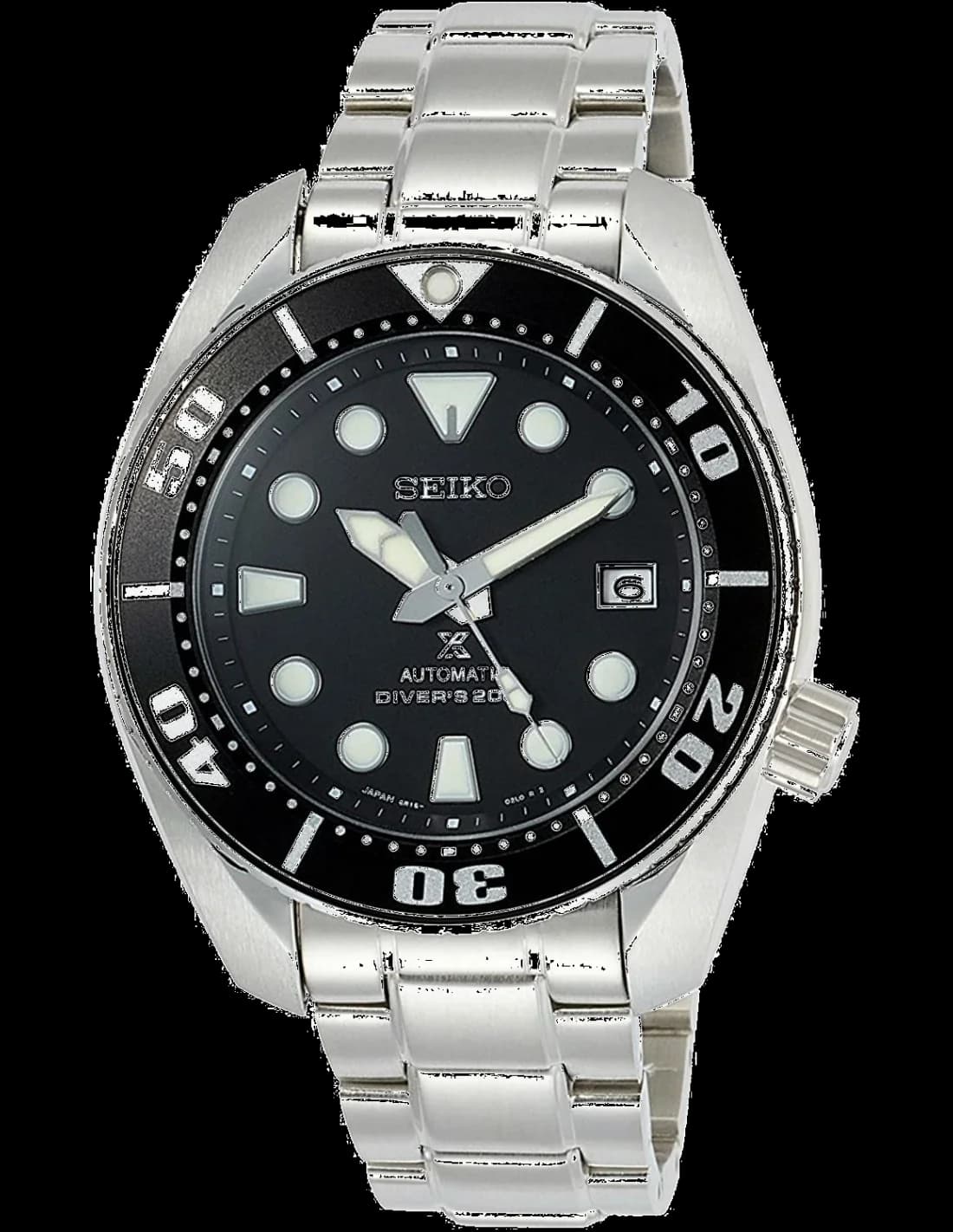 Seiko SBDC031J1 montre homme, cadran noir avec bracelet acier et verre saphir
