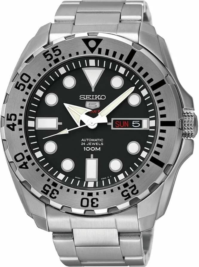Seiko SRP599J1 montre homme, automatique 44mm acier noir